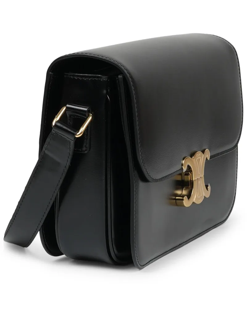 Celine Women's Shoulder Bag Triomphe Classique Black Leather Calf Black