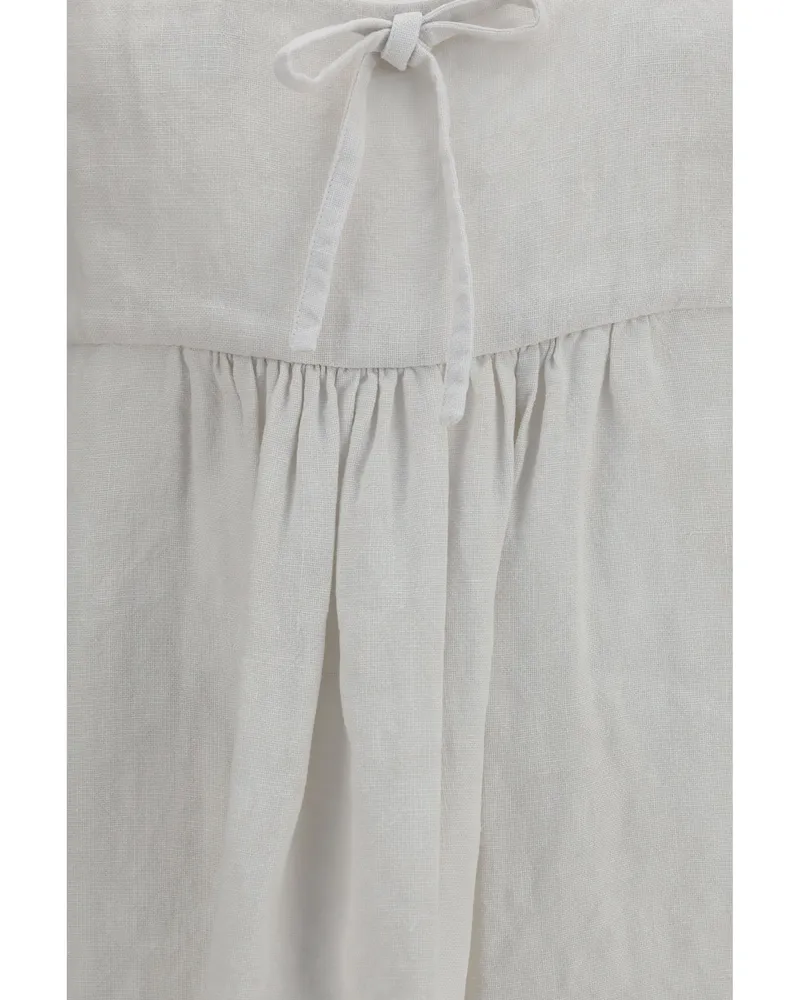 Miu Miu Women's Linen Short Dress White White