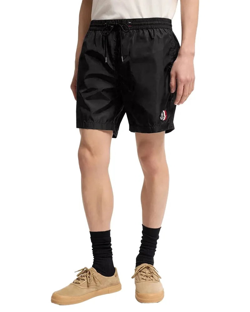 Moncler Technical Nylon Swim Shorts — Black Black
