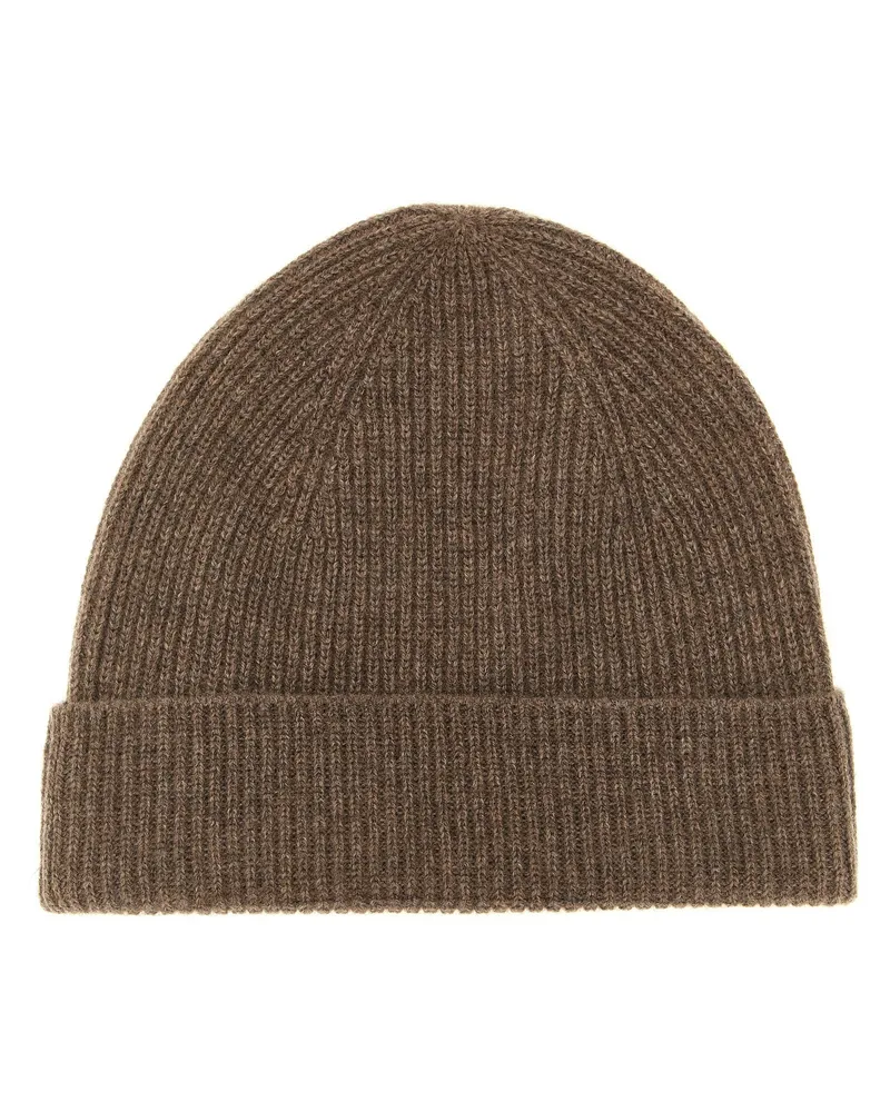 Ballantyne Cashmere Ribbed Beanie — Brown Brown