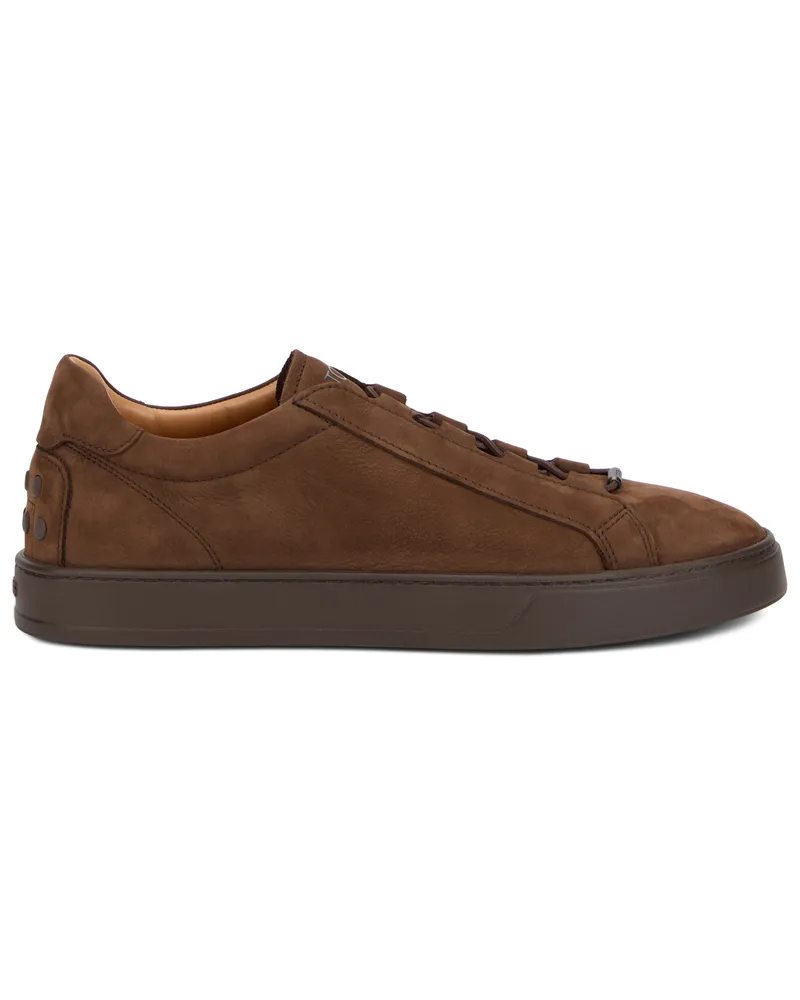 TOD'S Men's Sneakers Suede Coconut Calfskin Trainers Brown