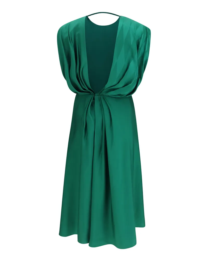 Versace Women's Midi Silk Dress With Twist Detail Emerald Green