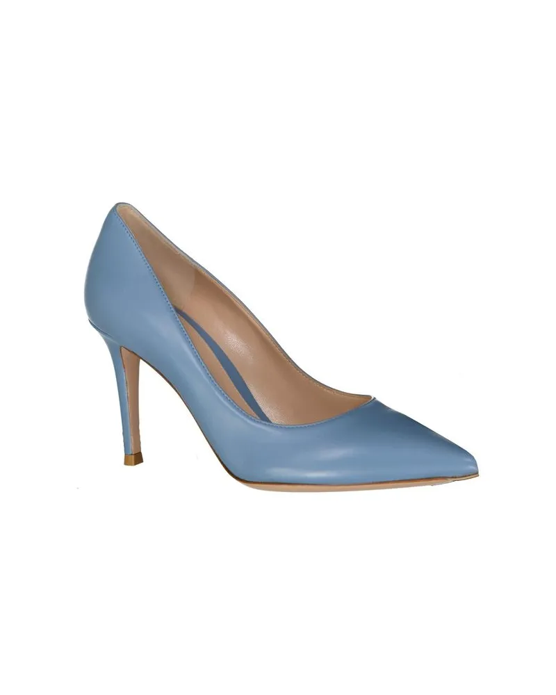 Gianvito Rossi Women's Blue Leather High Heel Pumps Blue