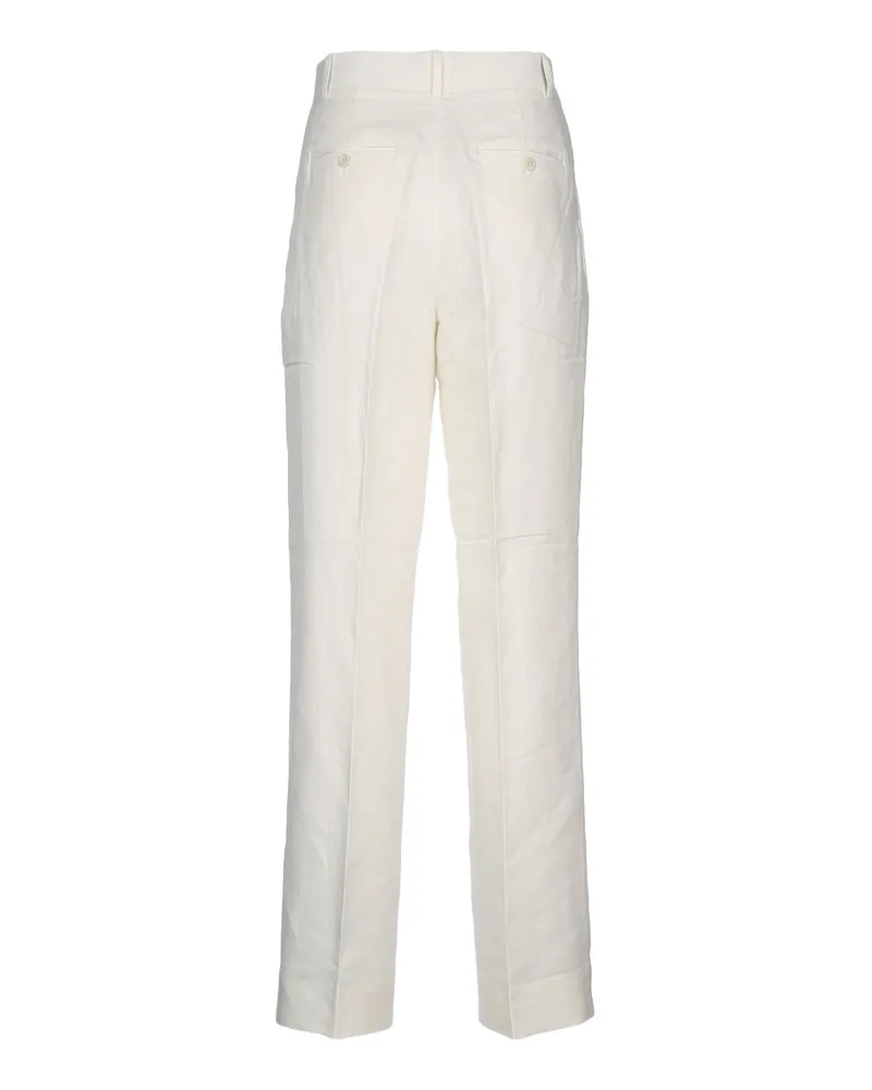 Calvin Klein Women's Structured Linen Pleated Pant Tofu Pantaloni Trousers Beige