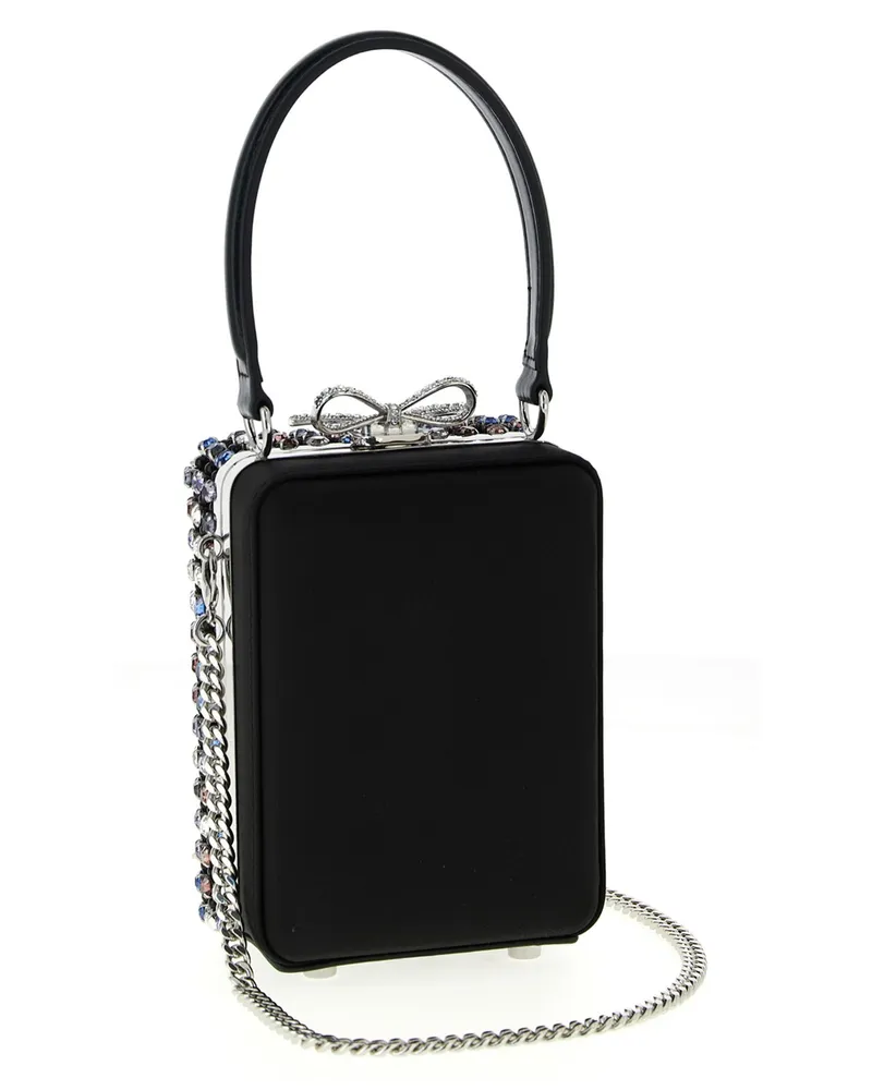 Self-Portrait Multi-Crystal Chainmail Clutch — Black Black