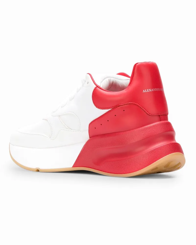 Alexander McQueen Men's Oversized Runner Sneakers White Leather Rubber Sole White