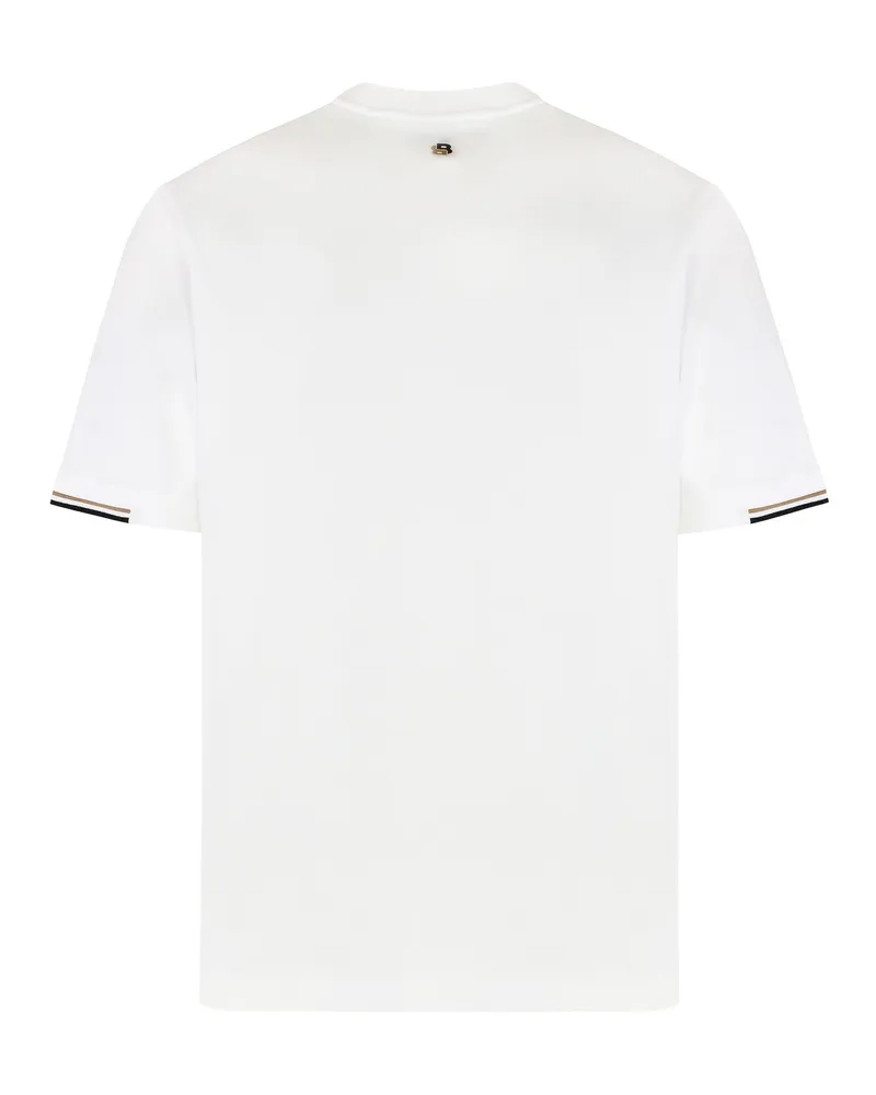 HUGO BOSS Men's White Cotton Crew-Neck T-Shirt T-Shirts And Polos White