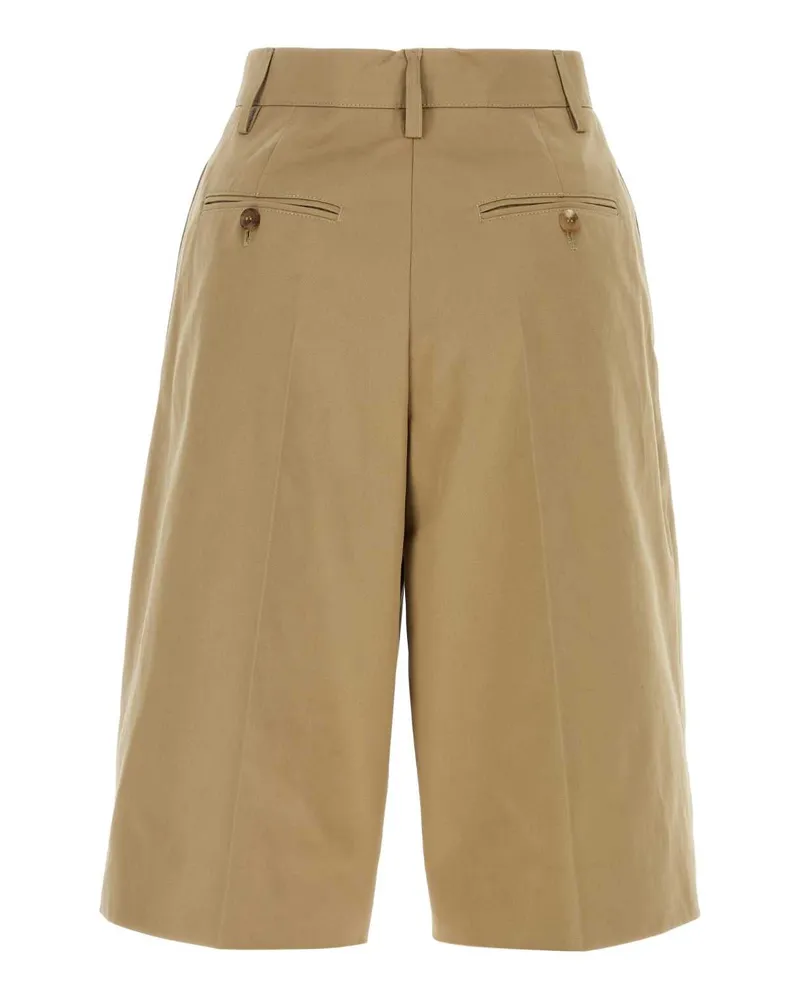 Prada Women's Beige Cotton Bermuda Shorts Kaki Exterior Beige