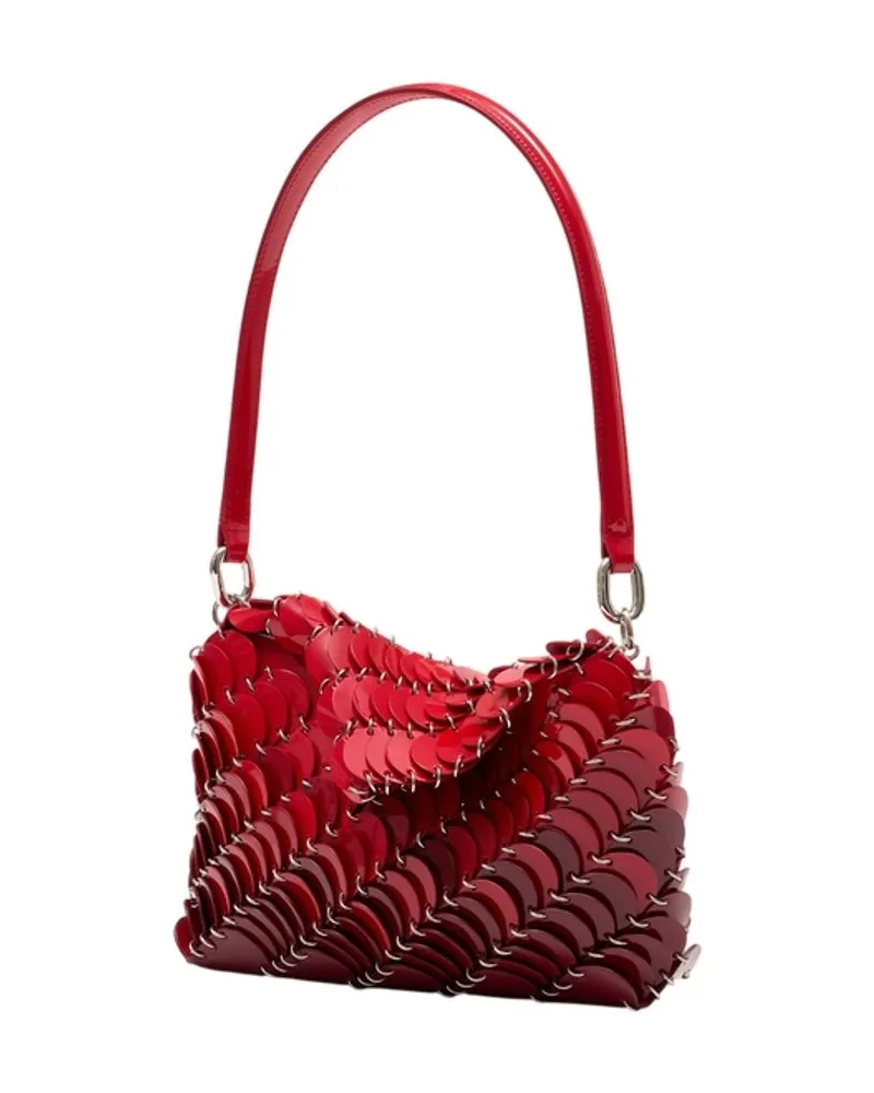 Paco Rabanne Women's Scallop-Appliqué Calfskin Shoulder Bag Red Red