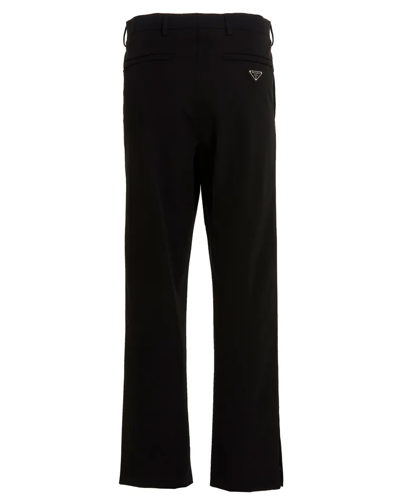 Prada Stretch Techno Fabric Trousers — Black Black