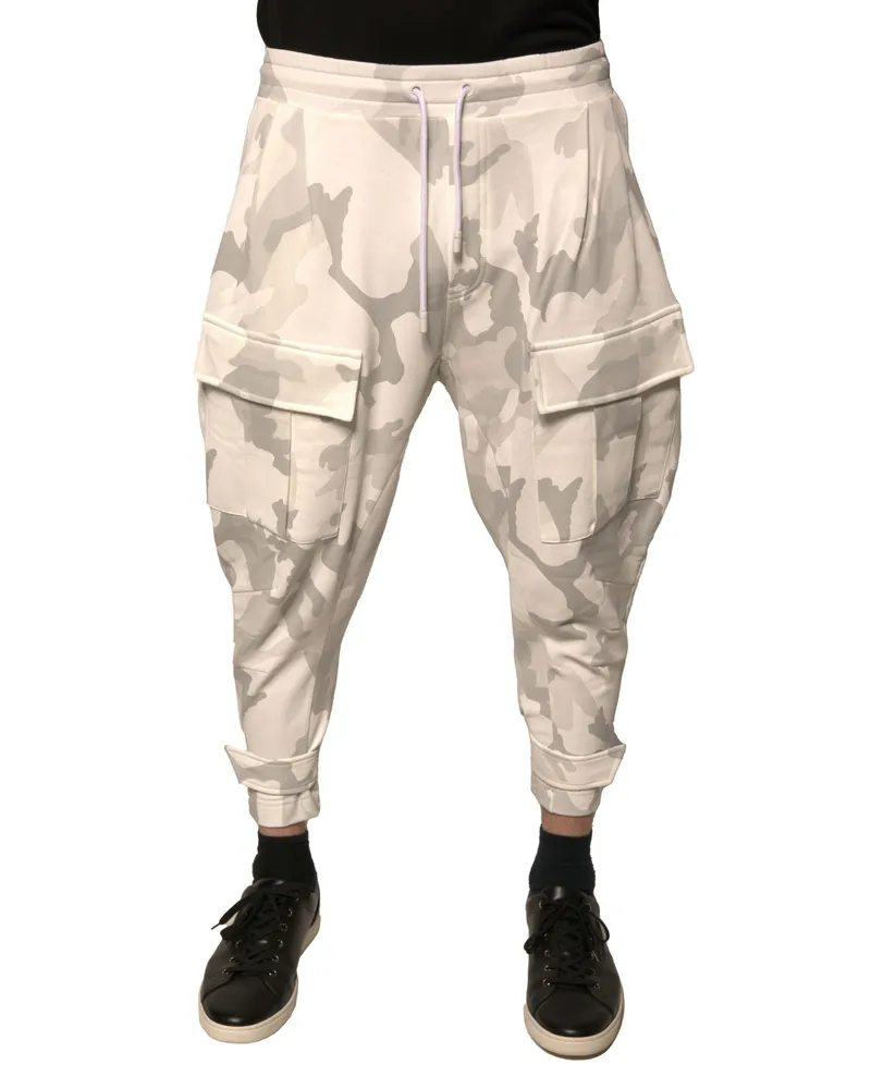 Dolce & Gabbana Men's Camouflage Cotton Joggers White White