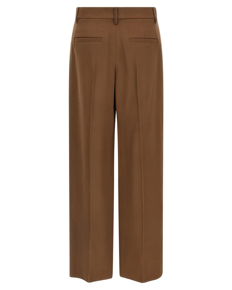 Brunello Cucinelli Virgin Wool Blend Trousers — Brown Brown