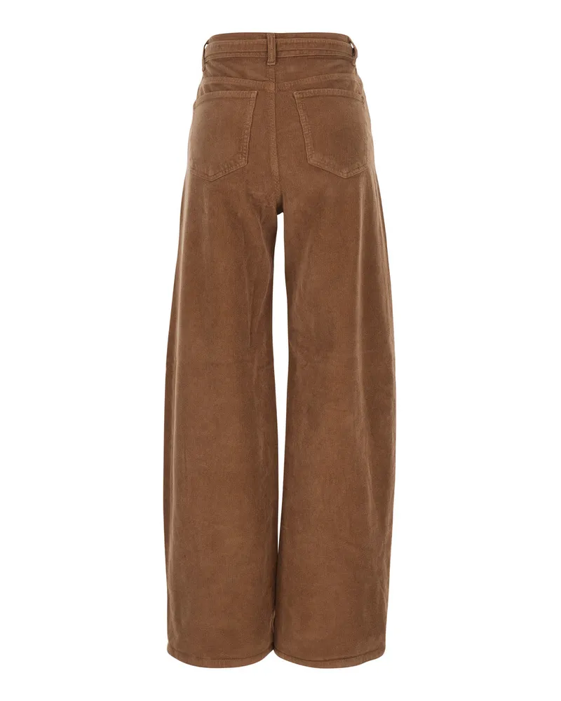 Twin-Set Cotton-Blend with Tech Finish Trousers — Brown Brown