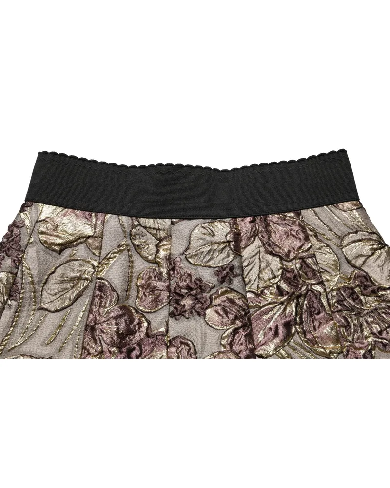 Dolce & Gabbana Metallic Floral Jacquard A-Line Skirt — Multicolor Multicolor