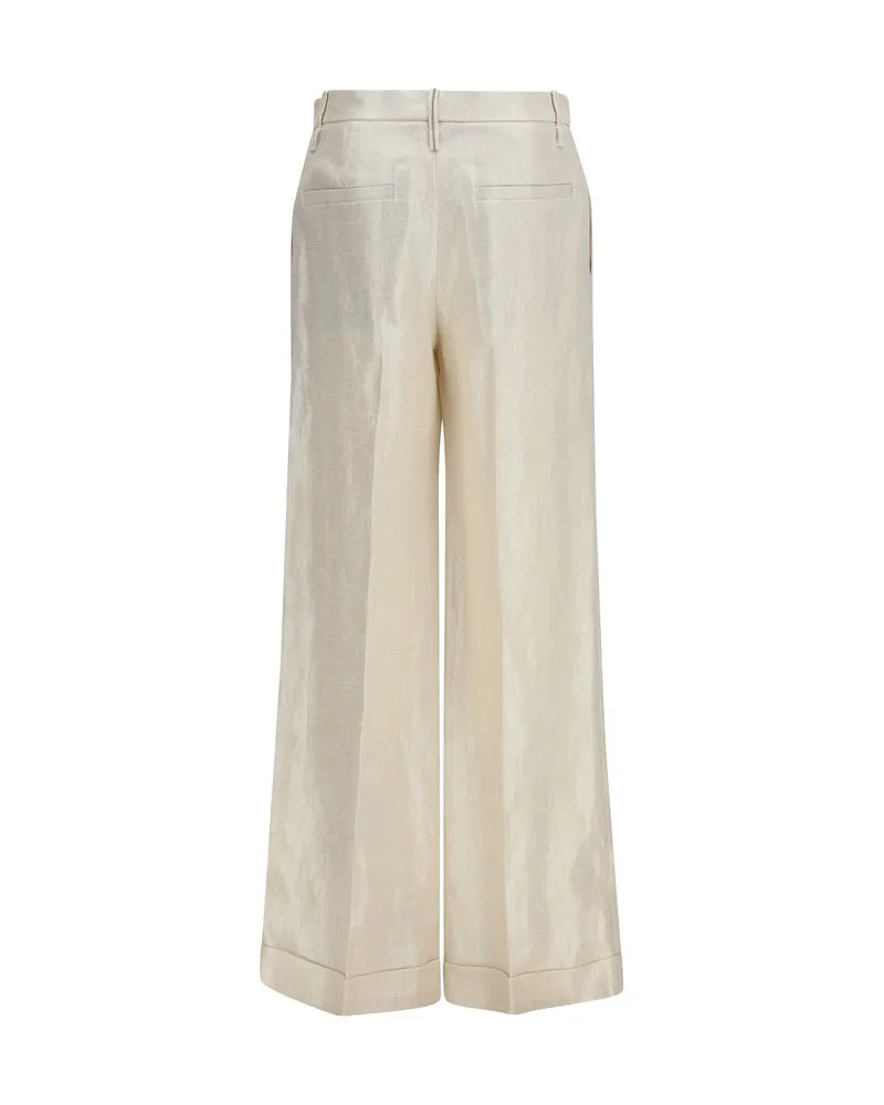 Brunello Cucinelli Women's Beige Silk Casual Pants Beige