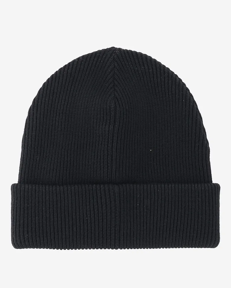Gucci Men Wool Beanie With Web Stripes Black Hat Black