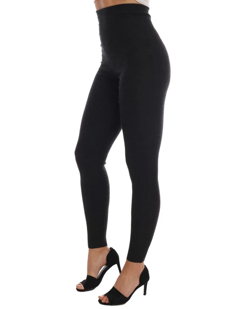 Dolce & Gabbana Women's Gray Cashmere Ribbed Stretch Tights Clothing Grey