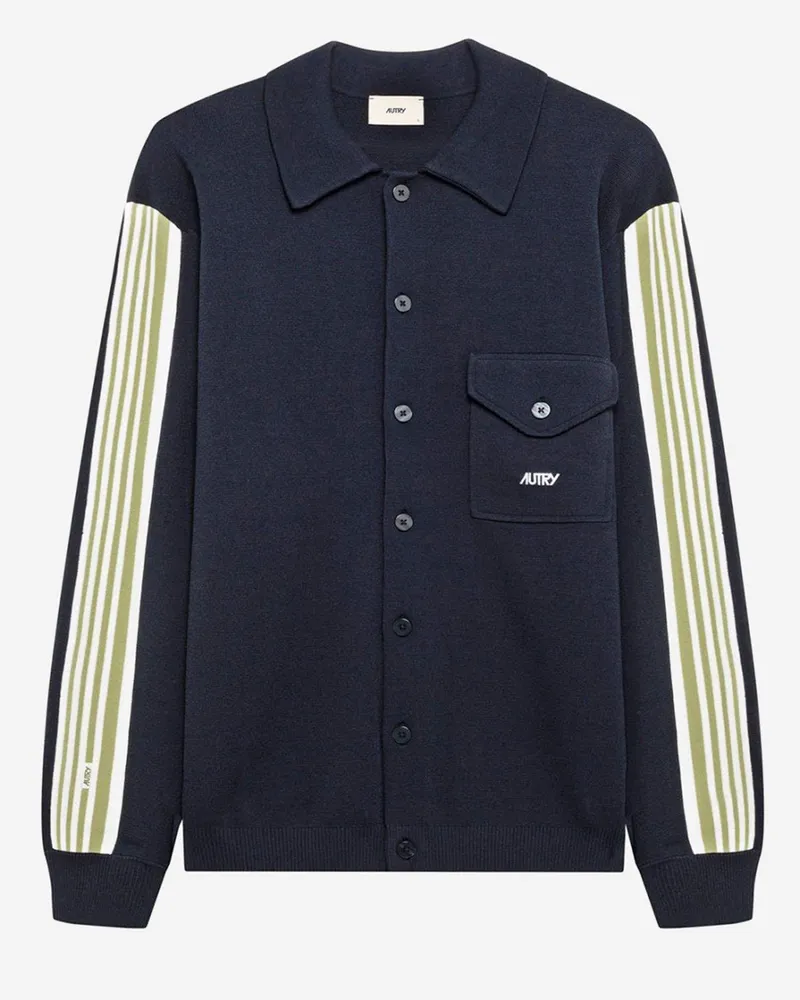 AUTRY Men Viscose Blend Jacket With Logo Navy Sweatshirts Sweater Navy