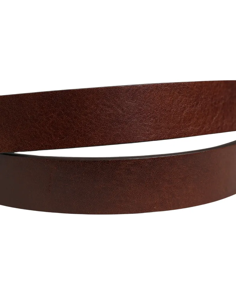 Dolce & Gabbana Brown Leather Logo Metal Buckle Men Belt Calf Brown