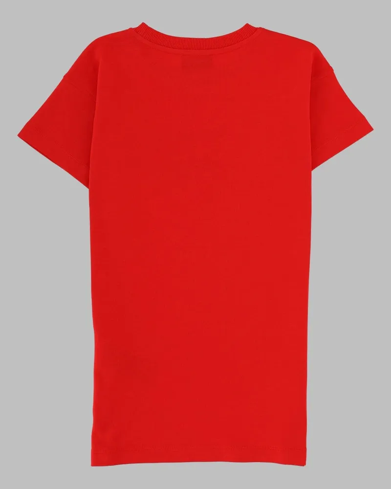 Moschino Short-Sleeve Cotton Dress — Red Red