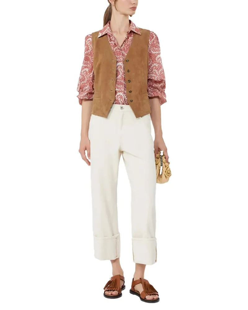 Weekend Max Mara Suede Waistcoat — Brown Brown