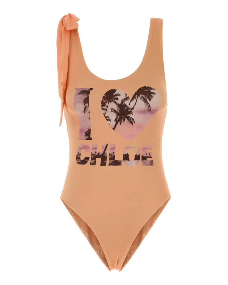 Chloé Graphic Print Stretch Nylon Swimsuit — Pink Pink