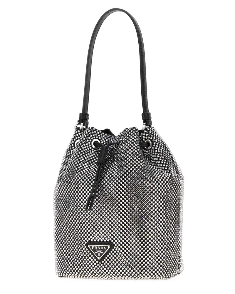 Prada Women's Embellished Satin Bucket Bag Cristal Sevi-Cristallo-Agnello Borse A Secchiello Silver