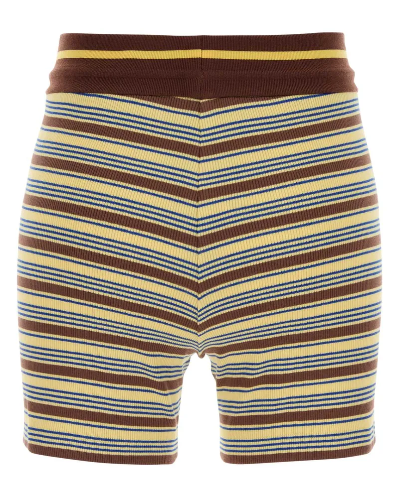Fendi Striped Stretch Cotton Shorts — Brown Brown