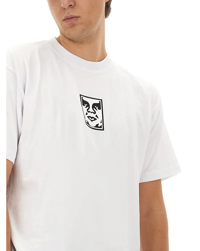 Obey Logo Cotton T-Shirt — White White