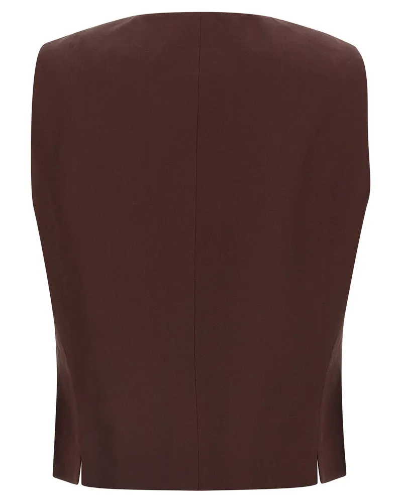 Alberto Biani Viscose and Linen Blend Vest — Burgundy Burgundy