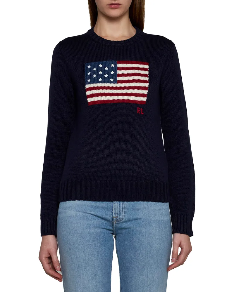 Ralph Lauren Intarsia Flag Sweater — Navy Navy