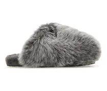Women's Grey Shearling Scuffette Slippers Charcoal Flat Shoes