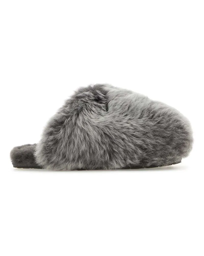 UGG Women's Grey Shearling Scuffette Slippers Charcoal Flat Shoes Gray