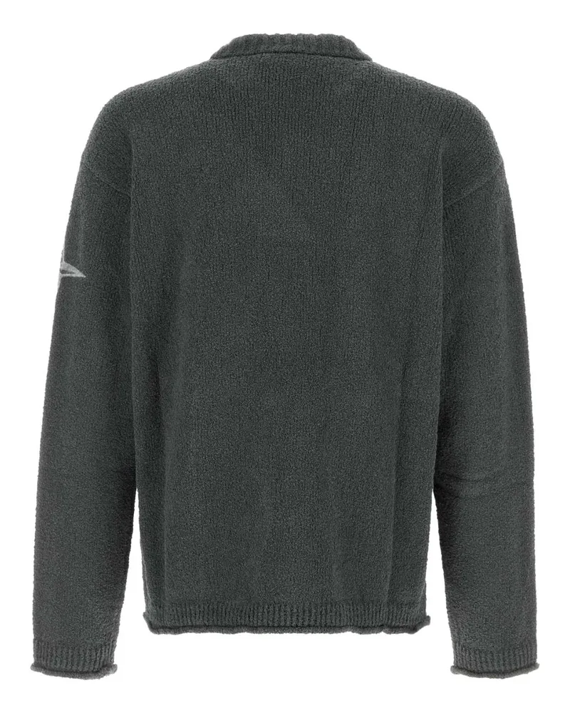 Stone Island Men's Dark Grey Stretch Cotton Blend Sweater Black Maglieria Gray