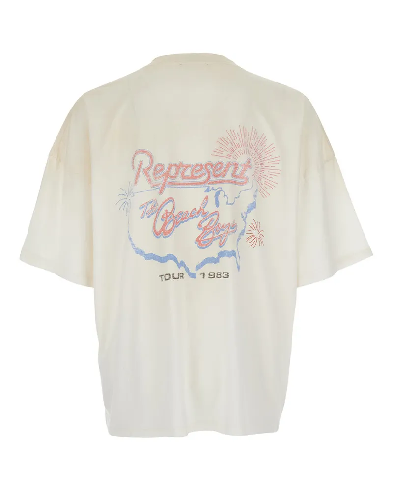 REPRESENT Men's T-Shirt With Chest Logo And Back Patch — White T-Shirts Polos White