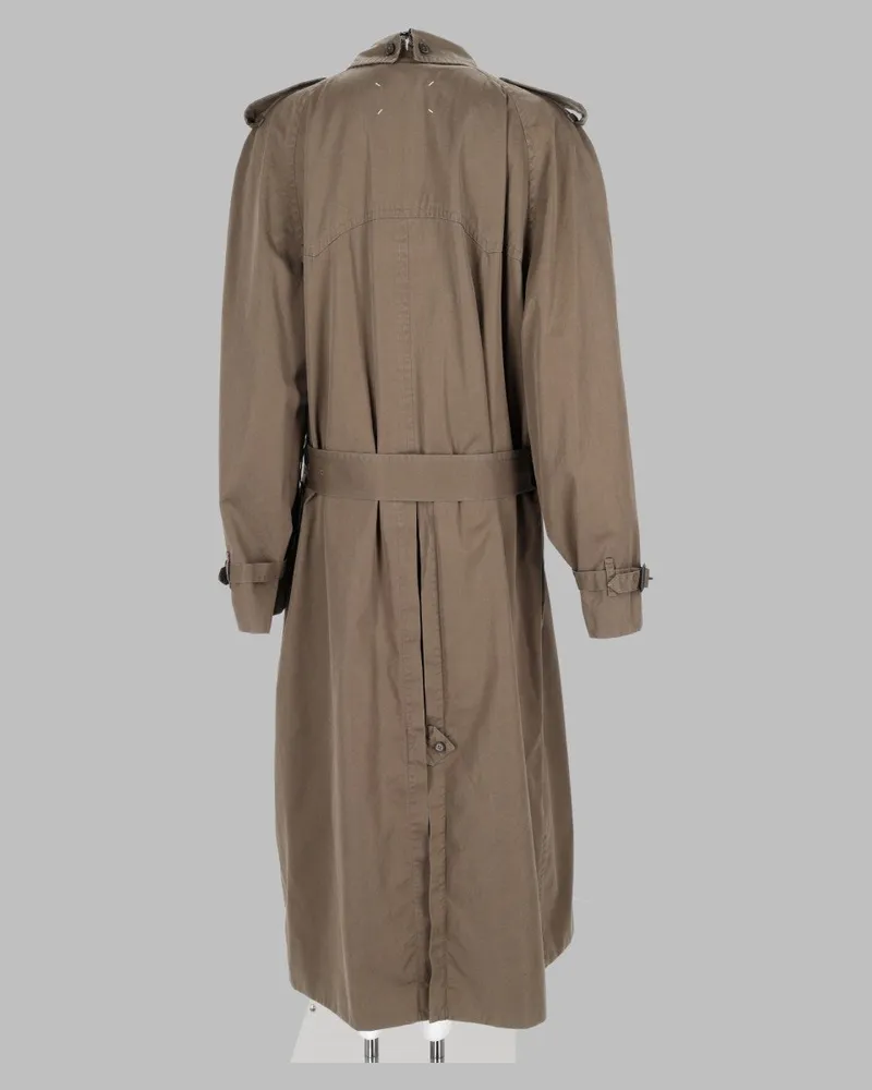Maison Margiela Folden Collar Trench Coat — Brown Brown