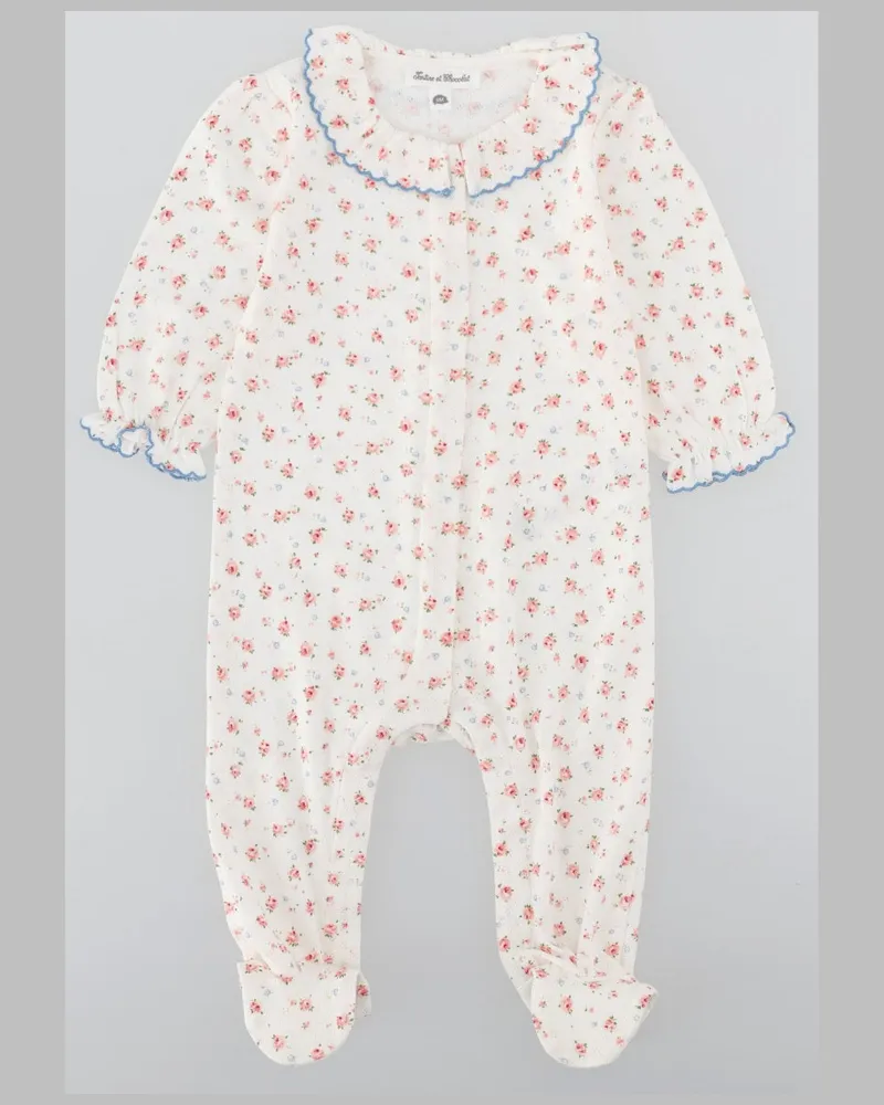 Tartine et Chocolat Floral Cotton Pyjama Dress — White White