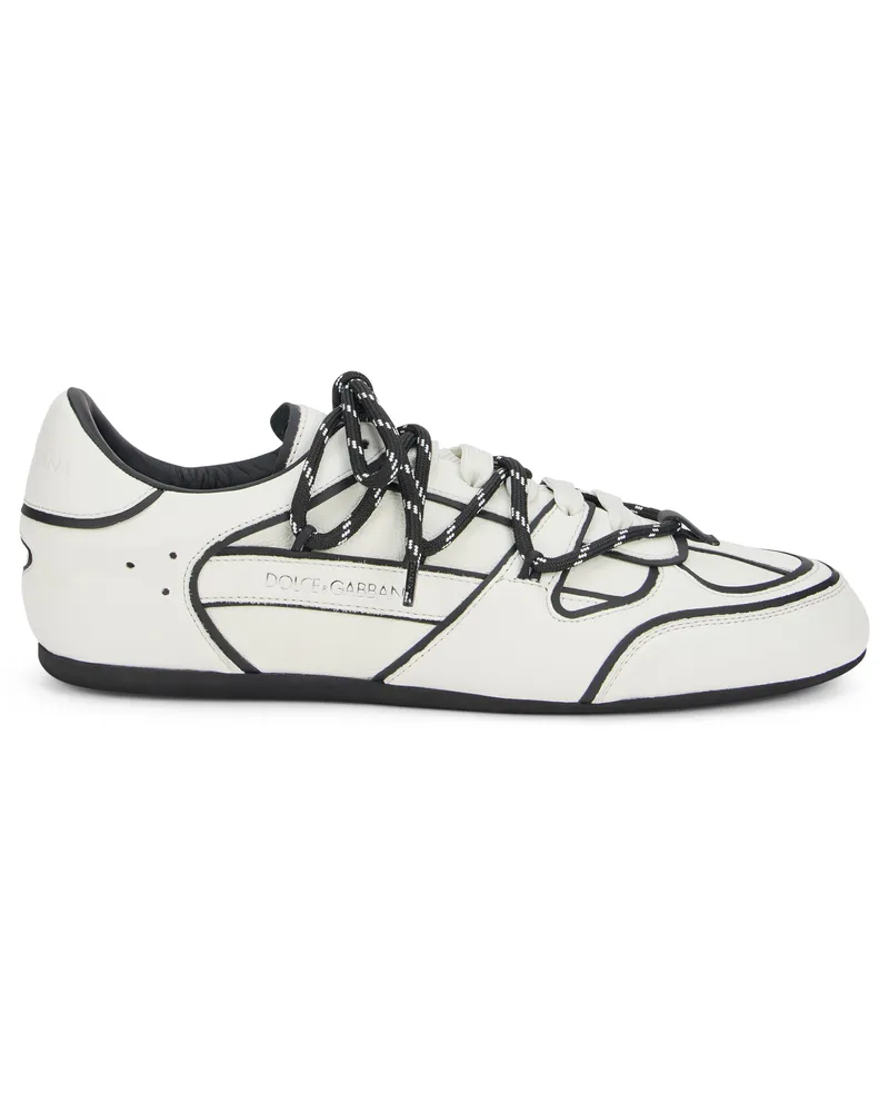 Dolce & Gabbana Men's Sneakers Capri White And Black Leather White-Black Calfskin Trainers White/black White