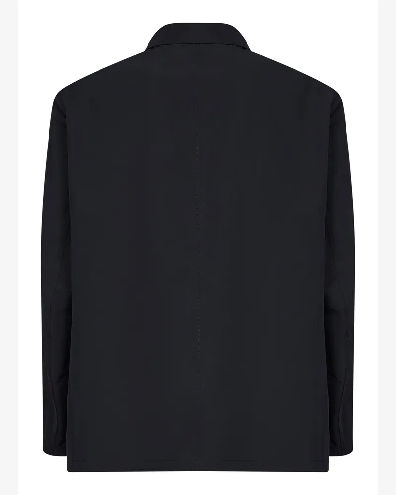 Jil Sander Men's Single-Breasted Waterproof Jacket Black Polyester Bomber Black