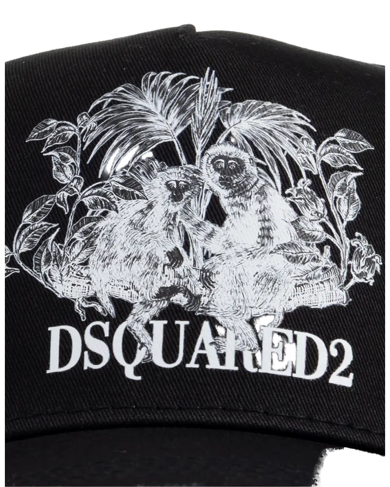 Dsquared2 BCM098205C000012124 Logo-Embroidered Baseball Cap — Black Black