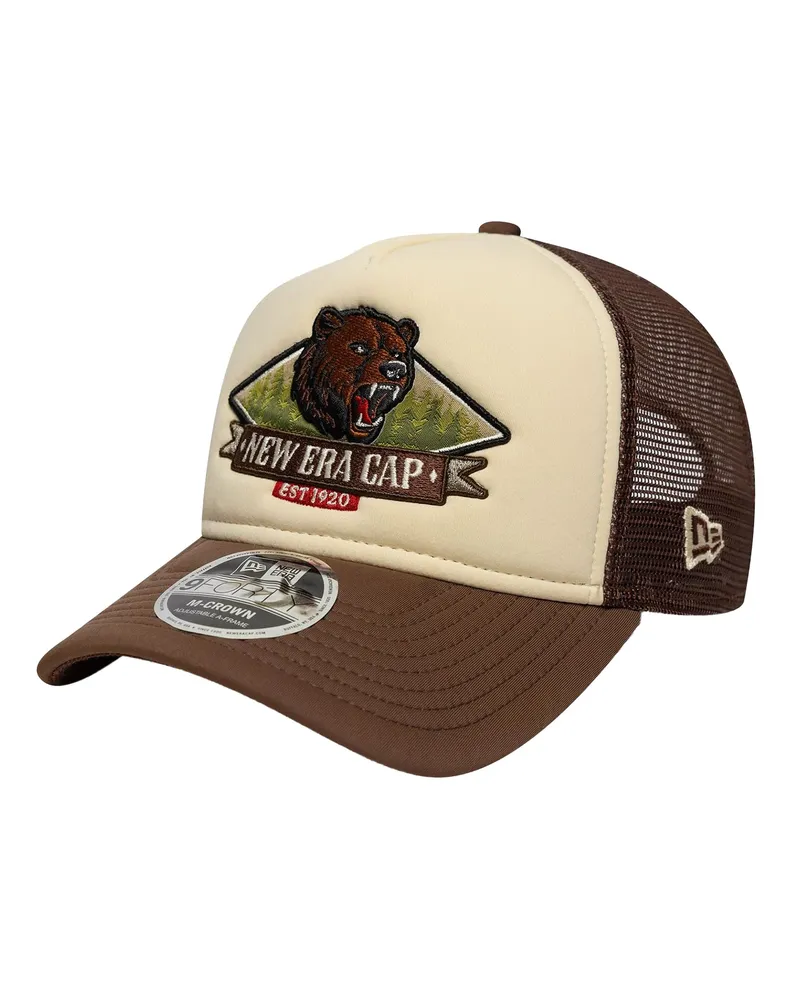 New Era Men's Trucker Cap 9forty A-Frame Light Beige Crown Fronts: Nylon Hat Beige