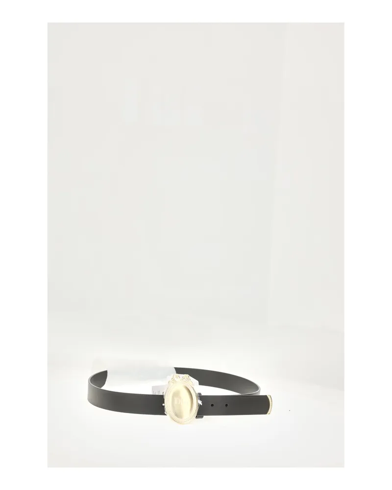Dior Men's Belt Madallion Gold-Black Calf Leather Gold/black Gold