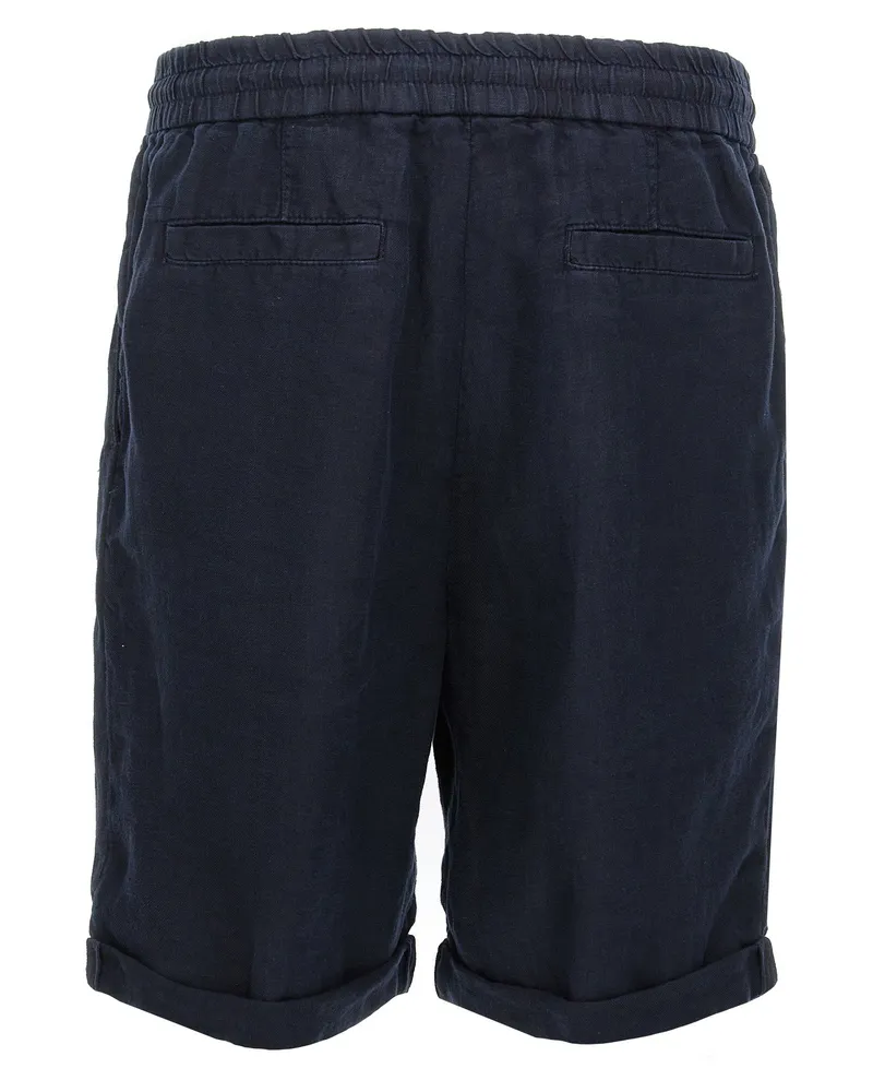 Brunello Cucinelli Garment-Dyed Linen Bermudas — Navy Navy
