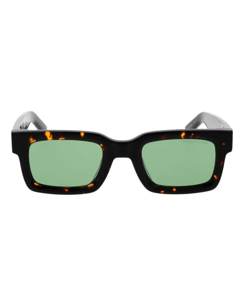 Tommy Hilfiger TO-1067765 Acetate Rectangle-Frame Sunglasses — Black Black