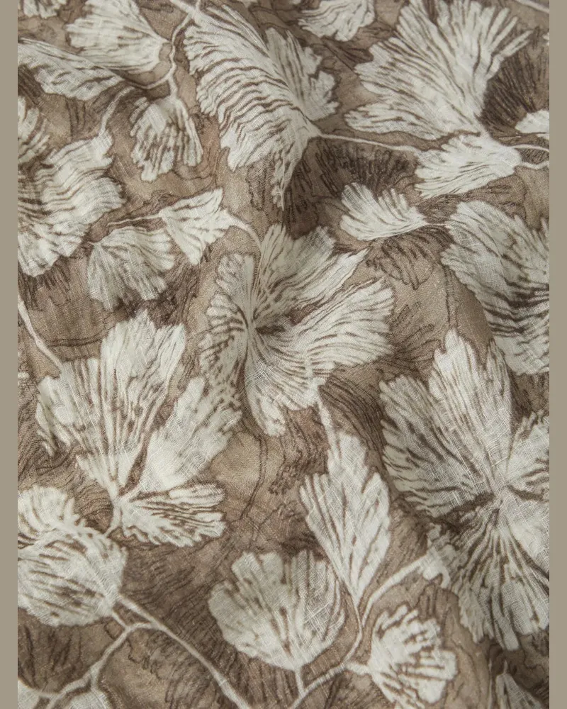 Brunello Cucinelli Floral-Print Linen Scarf Green Clothing Green