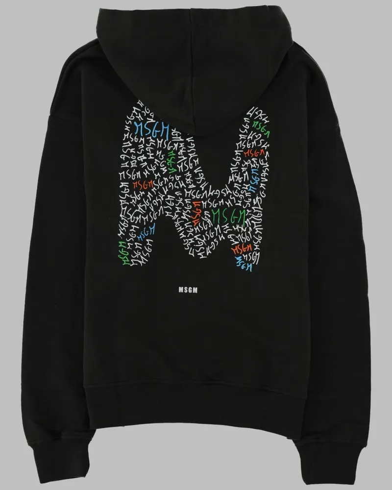 MSGM Cotton Zip Hoodie — Black Black