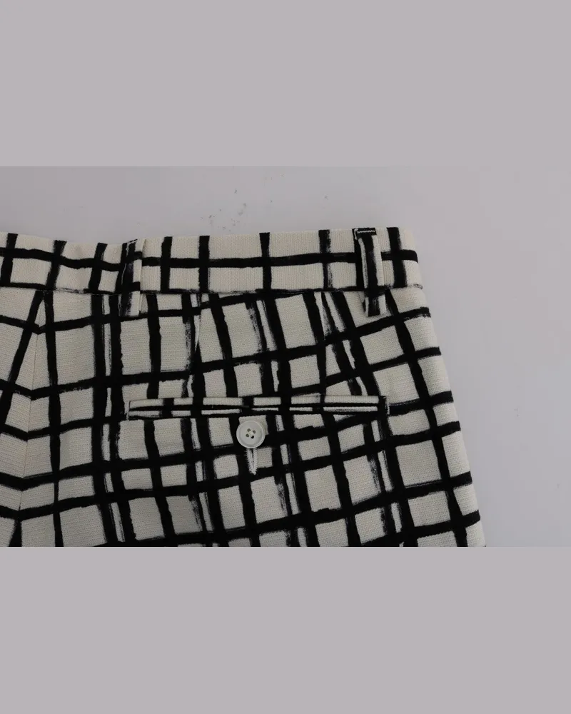Dolce & Gabbana Men Grid-Patterned Linen-Cotton Shorts Black Chino Black