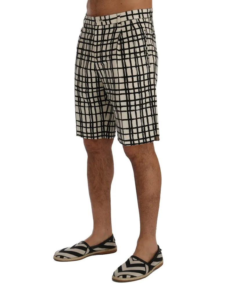 Dolce & Gabbana Men's White Black Striped Casual Shorts Black-White Cotton Black/white Black