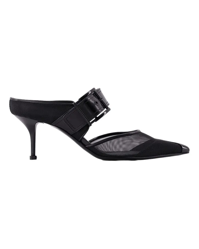 Alexander McQueen Women's Punk Buckle Pumps -  Black Leather Shoes Black