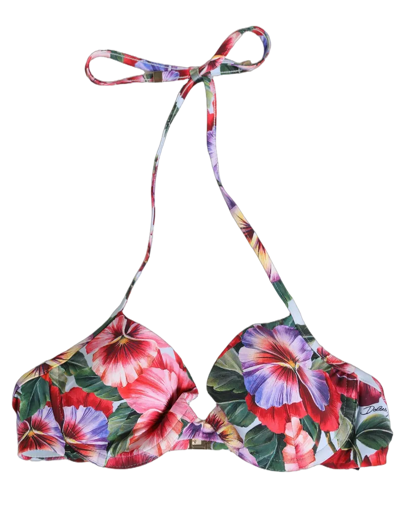 Dolce & Gabbana Women's Top Multicolor Floral Print Beachwear Bikini Nylon Elastane Multicolor